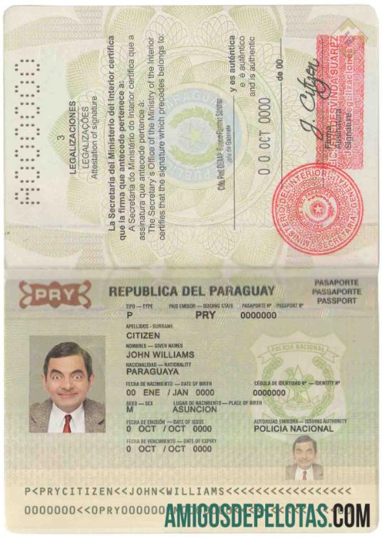 Passaporte Paraguai baixar para verificação